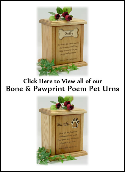 Pawprint & Bone Poem Pet Urns